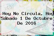 <b>Hoy No Circula</b>, Hoy Sábado <b>1 De Octubre</b> De <b>2016</b>