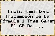 Lewis Hamilton, Tricampeón De La <b>Fórmula 1</b> Tras Ganar El GP De <b>...</b>