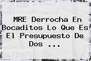 Ver mre derrocha en bocaditos lo que es el presupuesto de dos MRE Derrocha En Bocaditos Lo Que Es El Presupuesto De Dos ...