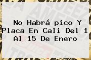 No Habrá <b>pico Y Placa</b> En <b>Cali</b> Del 1 Al 15 De Enero