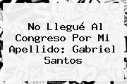No Llegué Al Congreso Por Mi Apellido: Gabriel Santos
