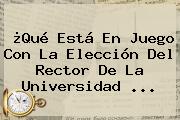 ¿Qué Está En Juego Con La Elección Del Rector De La <b>Universidad</b> ...