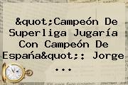 "Campeón De <b>Superliga</b> Jugaría Con Campeón De España": Jorge ...