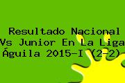 Resultado <b>Nacional Vs Junior</b> En La Liga Águila 2015-I (2-2)
