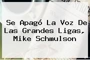 Se Apagó La Voz De Las Grandes Ligas, <b>Mike Schmulson</b>