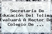 <b>Secretaría De Educación</b> Del Tolima Evaluará A Rector De Colegio De <b>...</b>