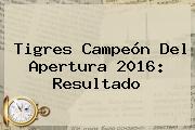<b>Tigres</b> Campeón Del Apertura 2016: Resultado