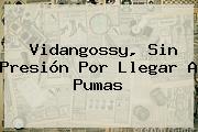<b>Vidangossy</b>, Sin Presión Por Llegar A Pumas