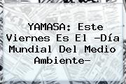 YAMASA: Este Viernes Es El ?<b>Día Mundial Del Medio Ambiente</b>?