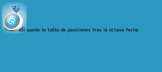 trinos de Así quedó la <b>tabla de posiciones</b> tras la octava fecha