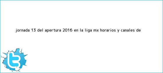 trinos de <b>Jornada 13</b> del Apertura <b>2016</b> en la <b>Liga MX</b>; horarios y canales de ...