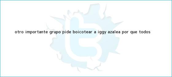 trinos de Otro importante grupo pide boicotear a <b>Iggy Azalea</b> ¿Por qué todos <b>...</b>