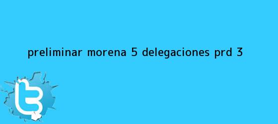 trinos de Preliminar: <b>Morena</b>, 5 delegaciones; PRD, 3