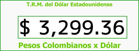 T.R.M. del Dólar para hoy Domingo 13 de Diciembre de 2015