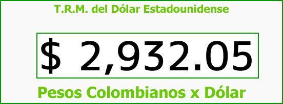 T.R.M. del Dólar para hoy Domingo 15 de Octubre de 2017