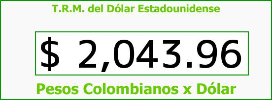 T.R.M. del Dólar para hoy Domingo 23 de Febrero de 2014