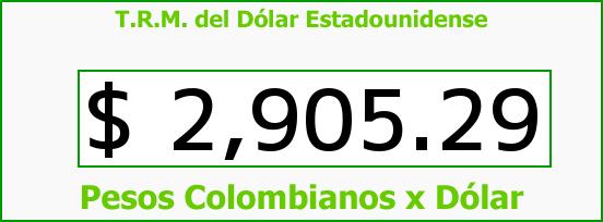 T.R.M. del Dólar para hoy Jueves 25 de Mayo de 2017