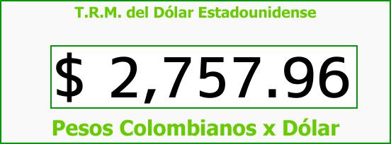 T.R.M. del Dólar para hoy Lunes 23 de Abril de 2018