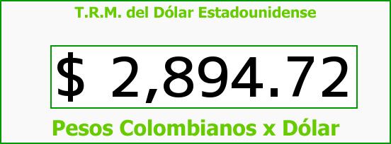 T.R.M. del Dólar para hoy Lunes 5 de Junio de 2017