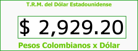 T.R.M. del Dólar para hoy Martes 13 de Junio de 2017