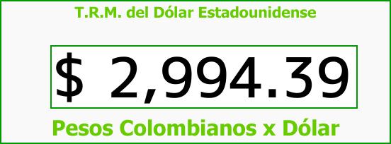 T.R.M. del Dólar para hoy Martes 22 de Agosto de 2017