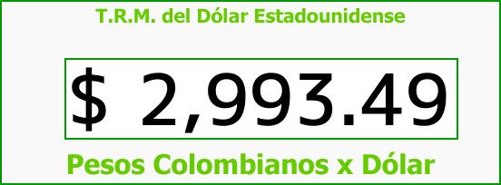 T.R.M. del Dólar para hoy Martes 5 de Diciembre de 2017