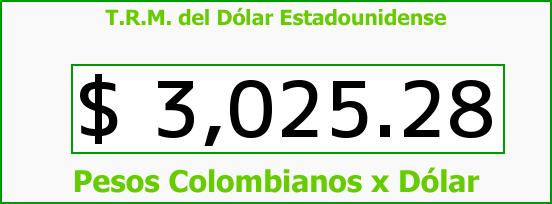 T.R.M. del Dólar para hoy Miércoles 28 de Junio de 2017