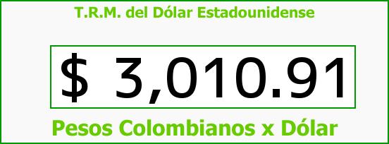 T.R.M. del Dólar para hoy Sábado 18 de Junio de 2016