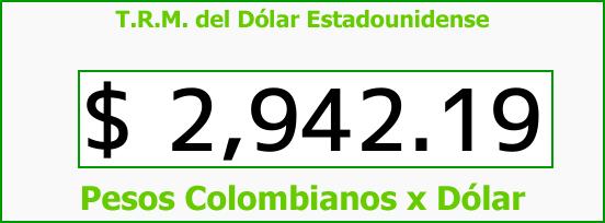 T.R.M. del Dólar para hoy Sábado 7 de Octubre de 2017