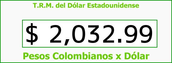 T.R.M. del Dólar para hoy Viernes 14 de Febrero de 2014