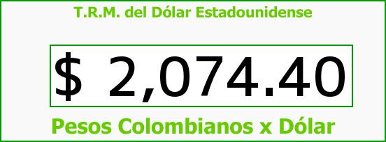 T.R.M. del Dólar para hoy Viernes 17 de Octubre de 2014