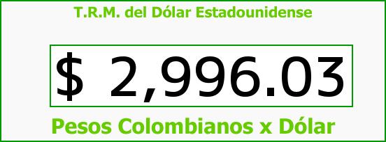 T.R.M. del Dólar para hoy Viernes 23 de Diciembre de 2016