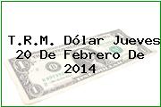 T.R.M. Dólar Jueves 20 De Febrero De 2014