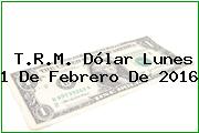 T.R.M. Dólar Lunes 1 De Febrero De 2016