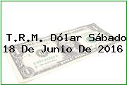 T.R.M. Dólar Sábado 18 De Junio De 2016