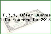 T.R.M. Dólar Jueves 1 De Febrero De 2018
