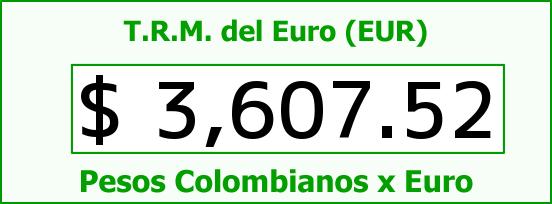 T.R.M. del Euro para hoy Lunes 18 de Enero de 2016